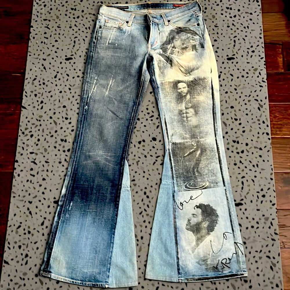 Custom Citizens if Humanity Lenny Kravitz Upcycled Autographed Jeans